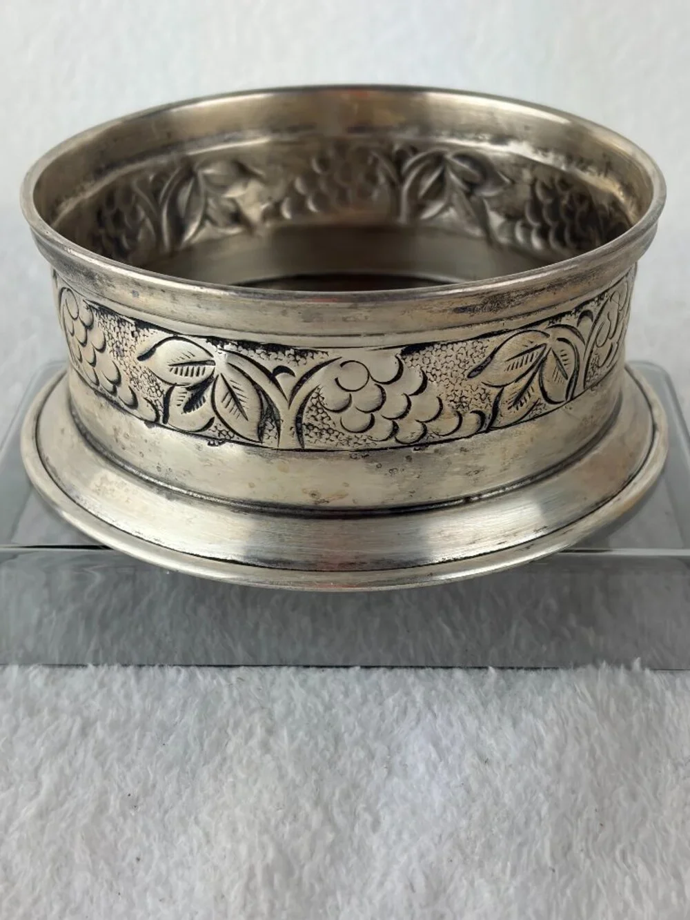 Pottery Barn Silver Decorative Pewter Wine Bottle Coaster Candle Holder